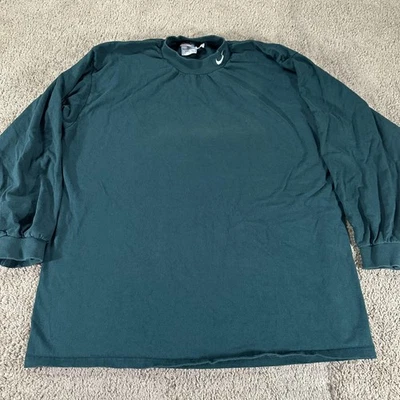 Vintage Nike Shirt Mens XL Green Mock Neck Swoosh Long Sleeve Made USA 90s Crew - Image 1 of 4