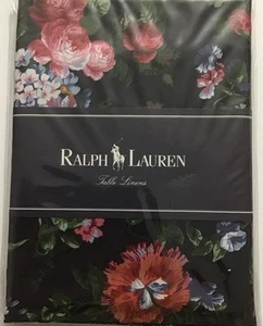 NWT VTG RALPH LAUREN BLK ISADORA FLORAL 70" ROUND TABLE LINEN Country Cottage - Picture 1 of 5