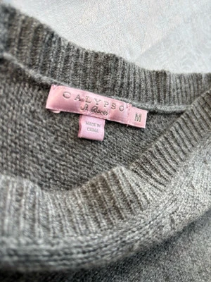 Suéter Calypso St Barth 100 % cachemir profundo en V gris suave de gran tamaño M Foto 1 de 4