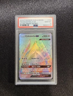 POKEMON ULTRA PRISM CELESTEELA GX #162 SECRET/HYPER RARE HOLO PSA 10 GEM MINT - Image 1 of 2