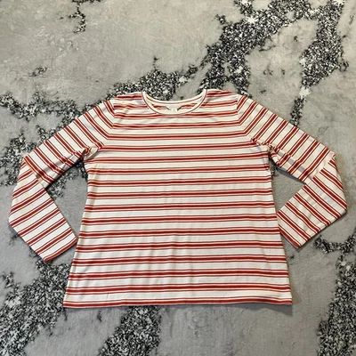 Camisa Caslon Mujer Talla XXL Blanca Roja Cádriana Rayas Manga Larga Mezcla Algodón Foto 1 de 4