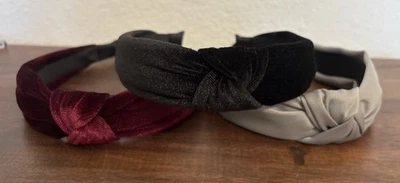Juego de 3 diademas cruzadas con nudo de moño banda para el cabello retorcida 2-terciopelo 1-tela *Leer* Foto 1 de 4