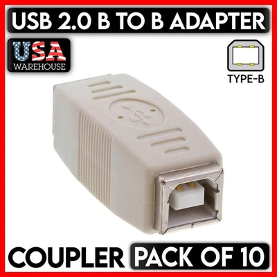 Printer USB Cable Coupler Adapter USB2.0 Type B Female to Female Connector 10PCS - Image 1 of 3
