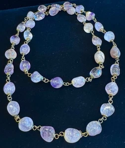 Antique Victorian Purple Amethyst Necklace Pools of Light 38” Long 108 Grams - Picture 1 of 10