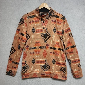 Departwest Pullover Sweater Mens Medium Aztec Fleece Warm Quater Snap Pocket - Picture 1 of 10