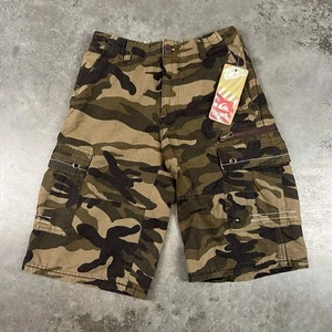 Vintage Quiksilver Cargo Shorts Boys 26x12 Camouflage Baggy Y2K Beach Surf NWT - Picture 1 of 19