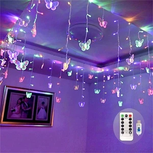 Butterfly Curtain Fairy Lights USB Plug in,8 Modes 120 LED 19.7FT Firefly Twi... - Picture 1 of 7