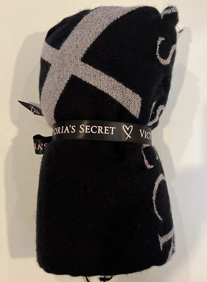 VGC Victoria’s Secret LOVE Throw Blanket Heart Soft Cozy Tassels Black 50”x 60" - Image 1 of 4