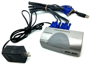 MINIVIEW IOGEAR 2 PORT MASTER VIEW USB KVM SWITCH GCS102U CS-102U W/ CABLES - Picture 1 of 7