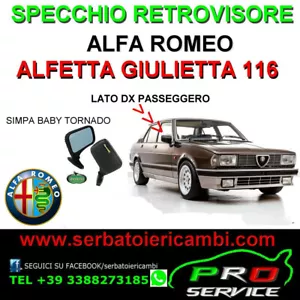 espejo RH alfa alfetta giulietta 116 SIMPA non originale baby TORNADO VITALONI - Imagen 1 de 3