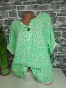 Damen Schlupf-Bluse Hängerchen 44 /46 48 NEU Musselin Weiß Neon Grün Oversize - Bild 1 von 3