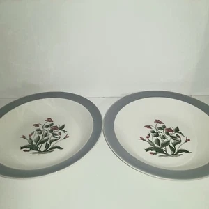 Pair Of Vintage Wedgwood Mayfield Grey Rimmed Soup Bowls. VGC - Picture 1 of 7