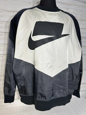 限量版! 耐克 x NSW Crew 编织男式大号衬衫毛衣灰色-黑色-白色 — 第 1/4 张图片