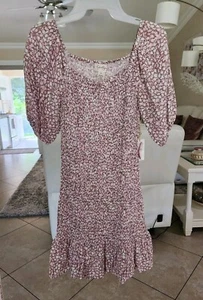 Mini Vestido para Mujer Jessica Simpson Calado Manga Abullonada Rosa Talla S - Imagen 1 de 9