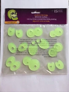 NEW Glow in the Dark HALLOWEEN Window Gel Stickers Clings 15 count Spooky Eyes! - Picture 1 of 2