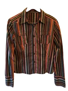 Camisa de vestir Vere Moda negra multicolor a rayas cuello con botones algodón 40 4 S M - Imagen 1 de 12
