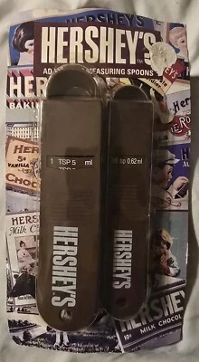 Vintage Hershey's Chocolate Brown Plastic Adjustable Tsp & Tbsp Measuring Spoons - Image 1 of 2