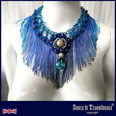 embroidered jewelry woman jewels necklace crystal stones collier choker collar - Image 1 of 4