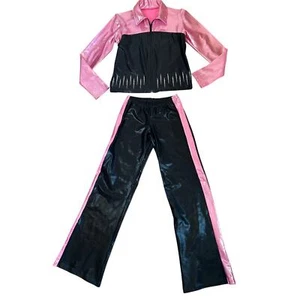 Girls Dance, Tap, Gymnastics, Cheer, Performance outfit pink/black zip jacket LG - Picture 1 of 8