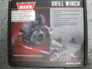 Warn 101575 Hand Held Drill Winch Hoist 750 LBS Come Along 40' Synthetic Rope - Picture 1 of 2