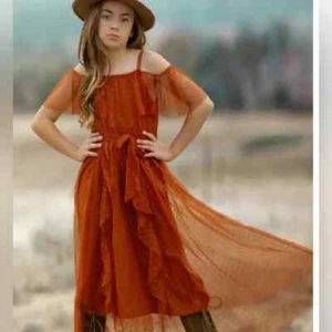 NWT Joyfolie Lauryl Autum Rust Dress Girls mia joy boutique Sz 8 - Picture 1 of 7