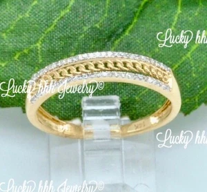 14k Solid Yellow gold Natural Diamond Anniversary band ring 0.10 ct - Picture 1 of 6