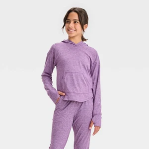 All In Motion Girls' Soft Stretch Hoodie - (Black, Grey, OR Purple) - Picture 1 of 14