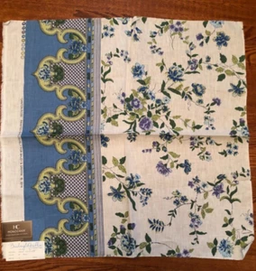 BAILEY & GRIFFIN Canton Rose in Marine 26 x 26 1/4" Linen Floral Fabric Sample - Picture 1 of 3
