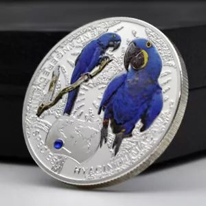 Hyacinth Macaw Silver Plated Challenge Coin World Rare Animal Collectibles Medal - Picture 1 of 12