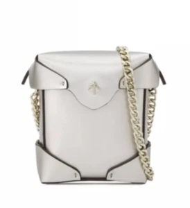 MANU Atelier Micro Pristine Bag With Chain Metallic Good Chain Retail $650 - Picture 1 of 11
