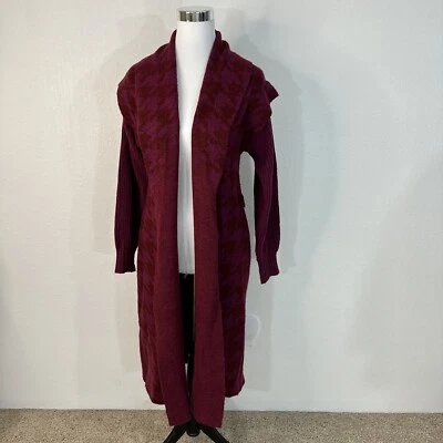 Suéter Liz Claiborne Plumero Largo Mujer XS Cárdigan Frente Abierto Púrpura Rosa Tejido Foto 1 de 4