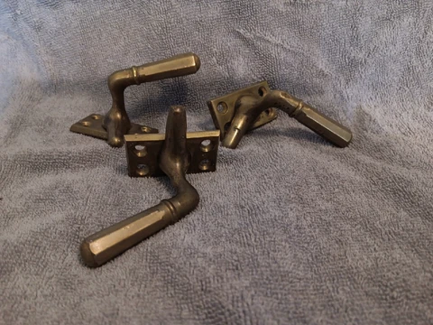 Lot 3 Antique Brass Casement Window Sash Octagon Latch Lock No Screws/Strike VTG Cover