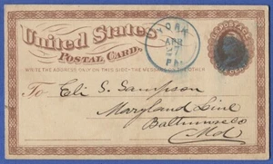 UX3/S2 SP-34 Liberty Postal Card, Used VF, Blue York, PA to Maryland Line, MD - Picture 1 of 2