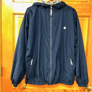 Charles River Apparel Navy Rain Jacket Size Medium with Apple Logo Embroidered - Picture 1 of 13