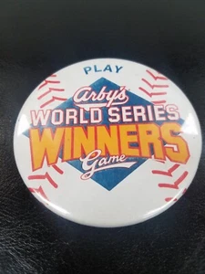 Vintage 1986 Pinback Pin Button Play Arby's World Series Winners Game - Picture 1 of 4