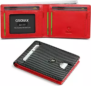 Cartera delgada de cuero genuino minimalista con bloqueo RFID para hombre - Imagen 1 de 12