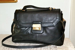 NWT $395 Foley & Corinna *Nicolette" Top Handle Satchel CrossBody Black Leather - Picture 1 of 8