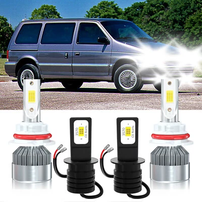 LED 车头灯灯泡+雾灯套件 6000K 适用于普利茅斯 Grand Voyager 1993 - 1995 — 第 1/4 张图片