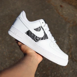 Zapatilla Bandana Negra Personalizada Air Force 1 Nueva Con Etiquetas - Imagen 1 de 9