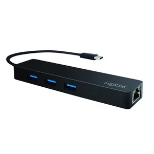 LogiLink UA0313 Slim USB 3.0 Hub Schwarz, 3-Port + Gigabit LAN USB 3.1 3-Port +  - Bild 1 von 6