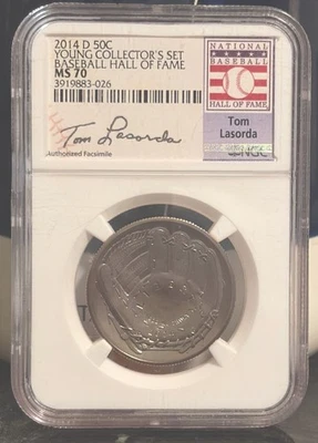 2014 MLB Baseball Hall of Fame MS70 Cameo Half Dollar - Tony Lazaroda ULTRA-WHT - Image 1 of 4