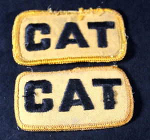 Vintage 2 Stück Katze Logo Patch Raupe Traktoren - Bild 1 von 6
