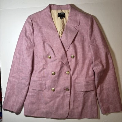 Blazer J.Crew Bristol Rosa Frambuesa Elastizado Mezcla de Lino Chaqueta Talla 14 Para Mujer’s Foto 1 de 4
