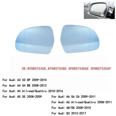 Left Right Side Rearview Mirror Glass for Audi A3 S3 Q3 A4 S4 A6 S6 2008-2017 Foto 1 de 4