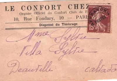 FRANCE Cover 15c SOWER PRE-CANCEL Affranch't Printed Matter Wrapper Band YZ246 - Image 1 of 4