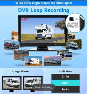 Rückfahrkamera kabelgebunden System für LKW, HD1080P Quad Split IPS Monitor, IP69K... - Bild 1 von 9