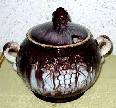 4 Liter Bowle Topf Rumtopf mit Deckel   Majolika Art Deko - Bild 1 von 4