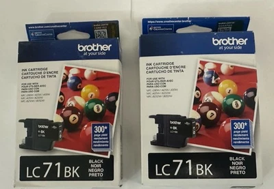 2 New Genuine Brother LC71 Black Ink Cartridges Box MFC-J280W, MFC-J425W - Image 1 of 3