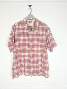 Tommy Bahama 100% Silk Plaid Short Sleeve Button Down Shirt Top Men's XL - Picture 1 of 6