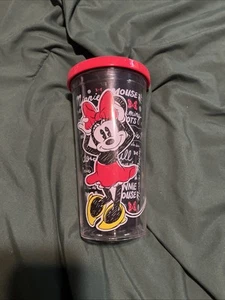 Disney Store Minnie Mouse Tumbler 18oz Graffiti with Red Black White - Picture 1 of 6